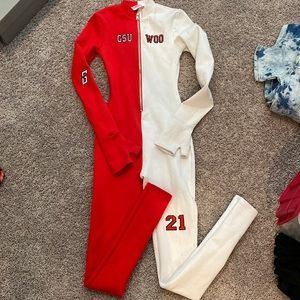 G Suwoo So Real XS Two Tone Red & White Jumpsuit